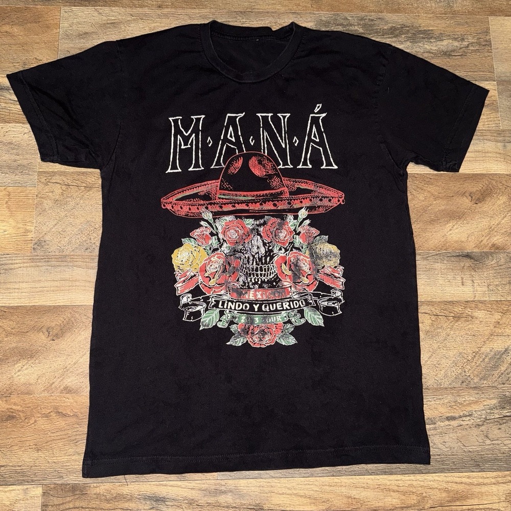 MANA Mexico Lindo Y Querido 2023 Tour Black T Shirt Mens Sz M